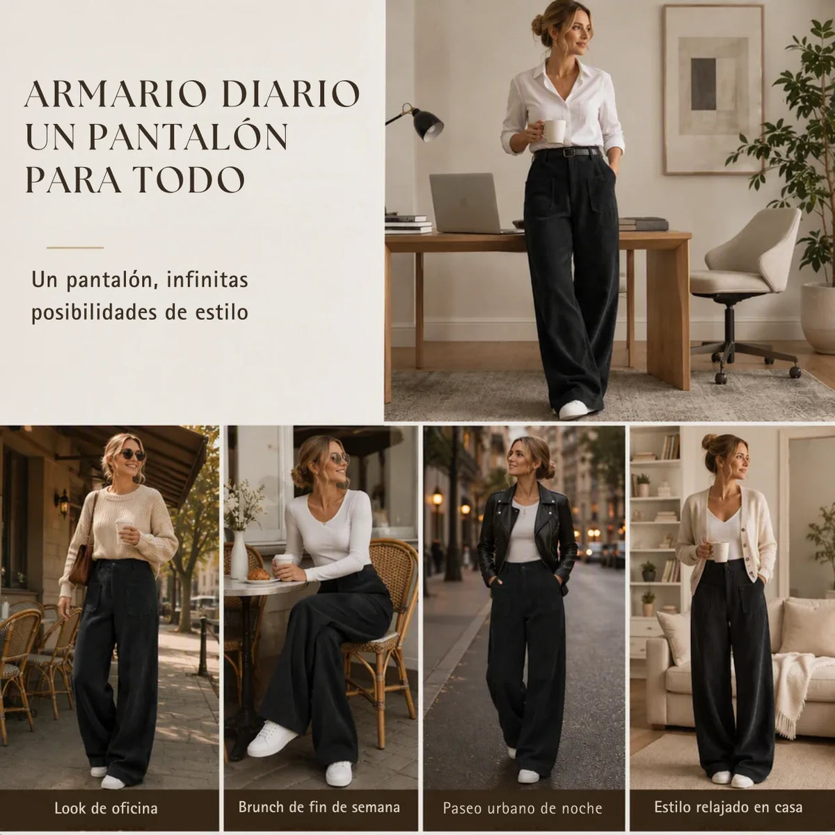 Pantalón Marlene, corte ancho