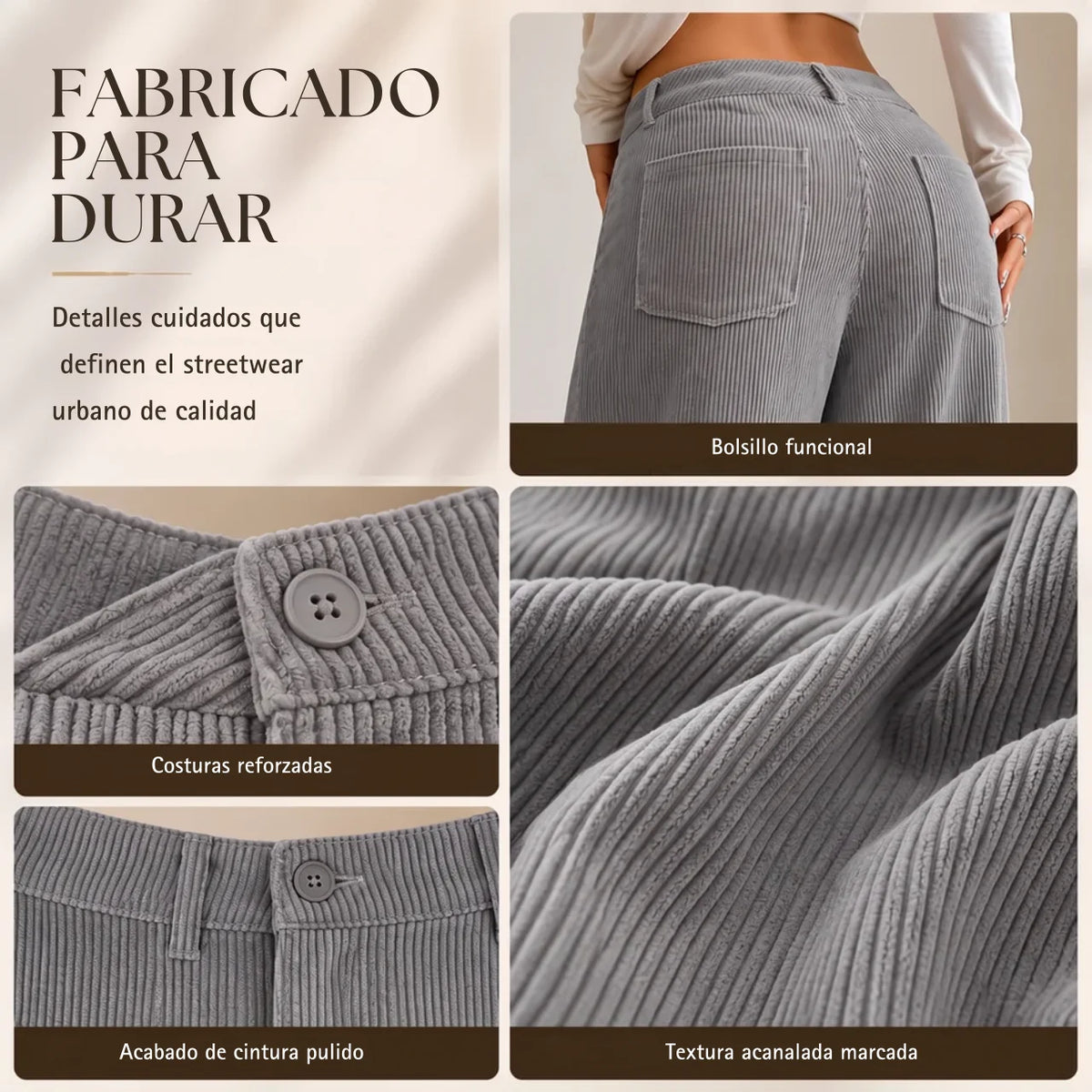 Pantalón Marlene, corte ancho