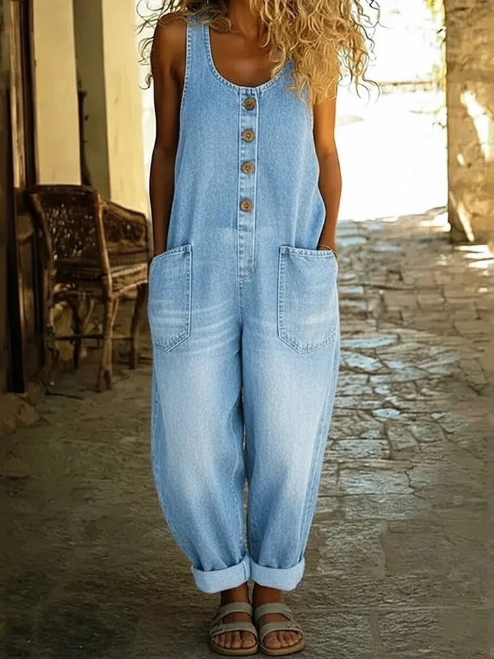 Saylor - Vintage Washed Cotton Denim Overalls