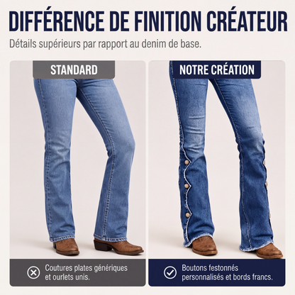 Jeans acampanados desgastados de tiro alto para mujer