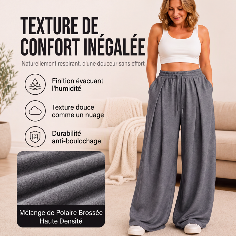 Pantalones deportivos casuales plisados de pierna ancha para mujer