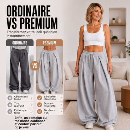 Pantalones deportivos casuales plisados de pierna ancha para mujer