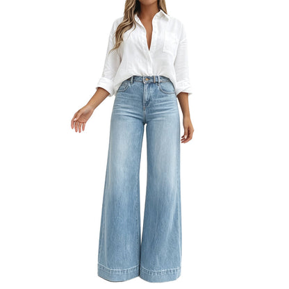 Jeans de pierna ancha con efecto alargador