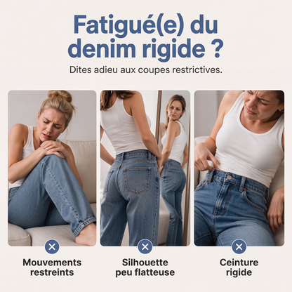 Jeans barrel elásticos de talle alto para mujer